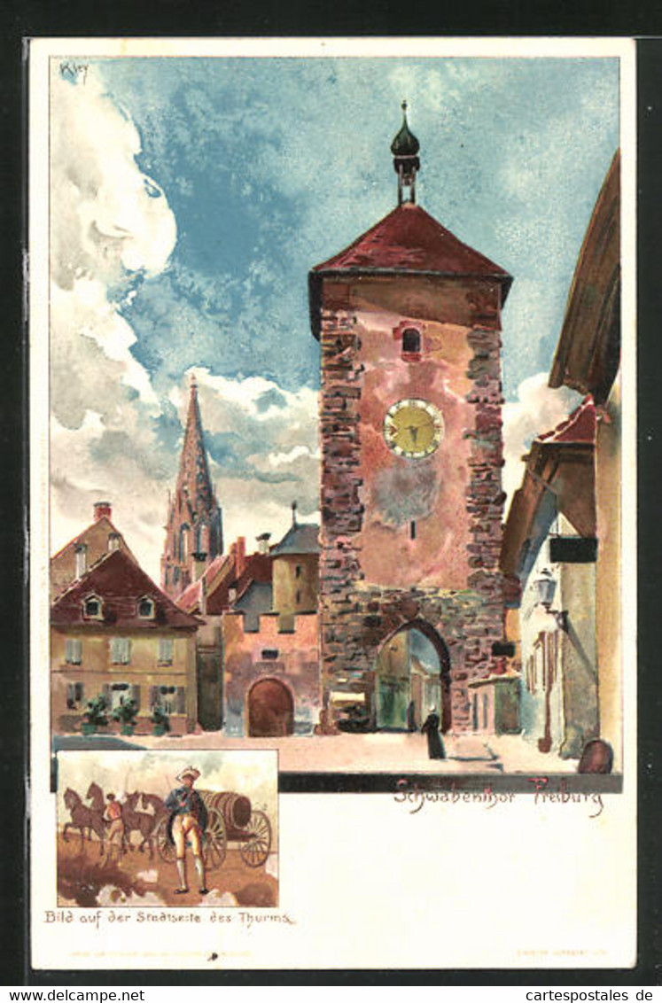 Künstler-AK Heinrich Kley: Freiburg, Blick Auf Das Schwabentor - Kley