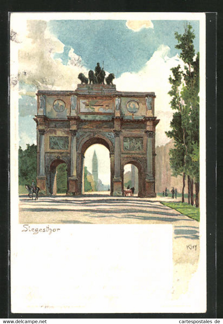 Künstler-AK Heinrich Kley: München, Siegestor - Kley