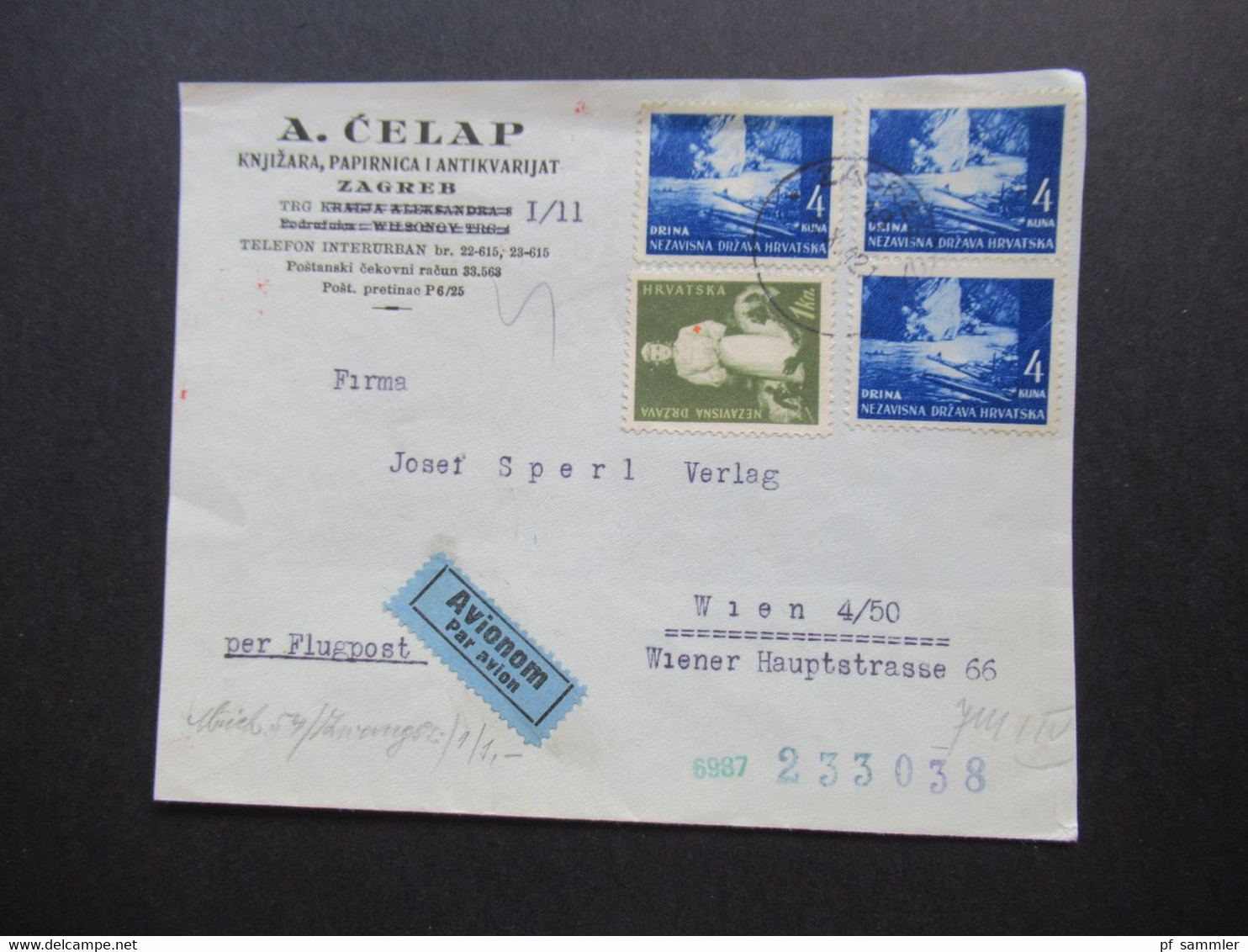 Kroatien / Hrvatska 1943 / 44 Zagreb - Wien Ostmark im 3. Reich 3 Briefvorderseiten VS mit OKW Zensur / Mehrfachzensur