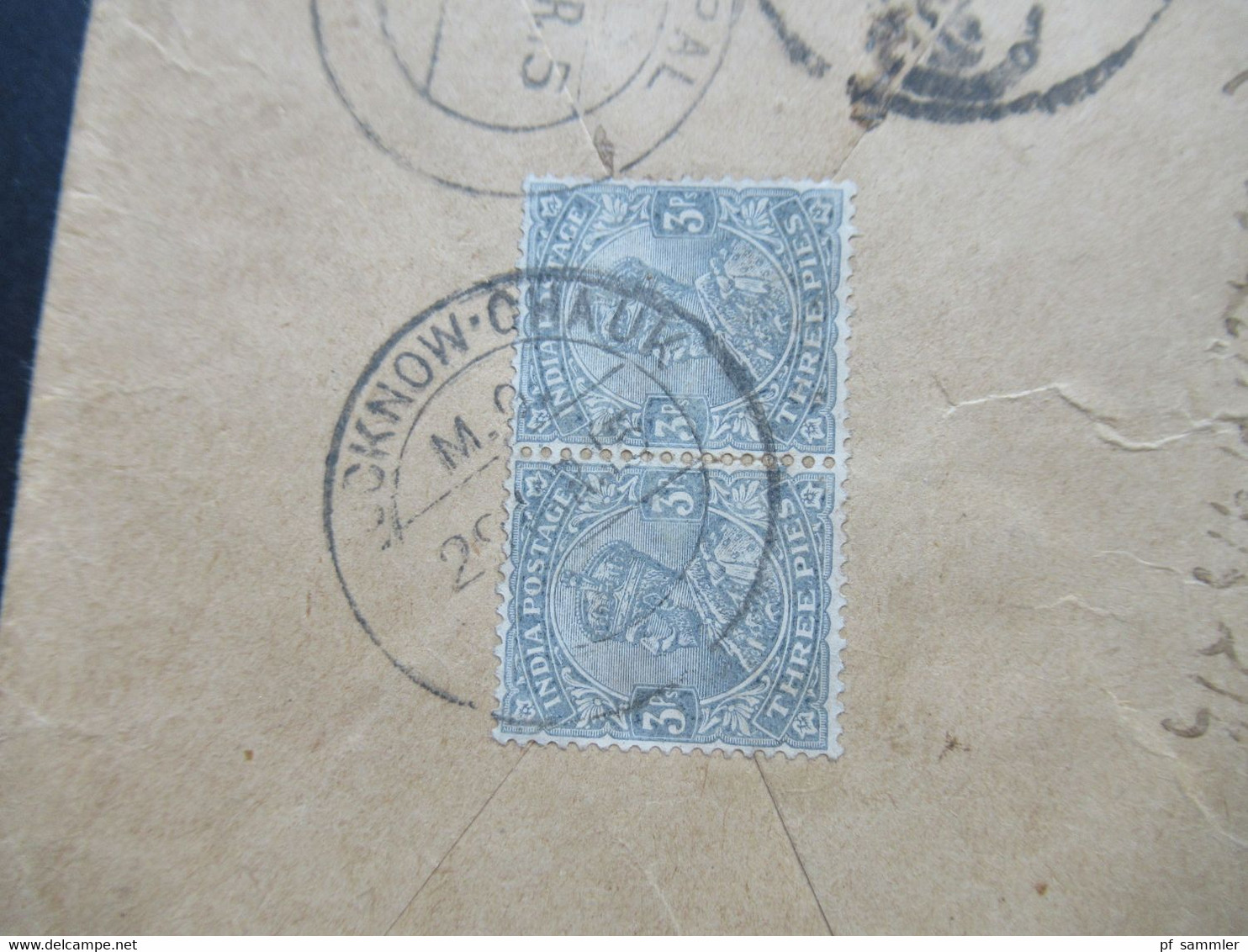 Indien / Nepal Umschlag Nach Nhubohal Nepal 1915 Ank. Stempel Nepal Und 2 Weitere Stempel - Nepal