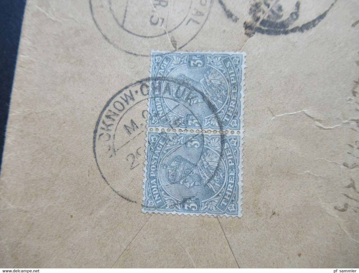 Indien / Nepal Umschlag Nach Nhubohal Nepal 1915 Ank. Stempel Nepal Und 2 Weitere Stempel - Népal