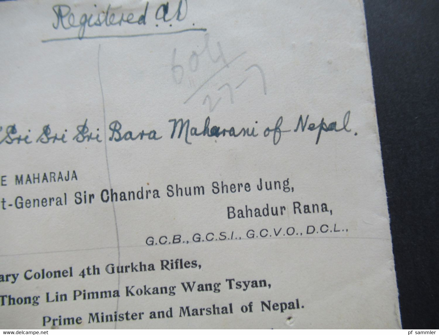 Indien / Nepal 1916 Lieutenant General His Higness Maharaja Sir Chandra Shumsher Jung Bahadur Rana Prime Minister - Népal