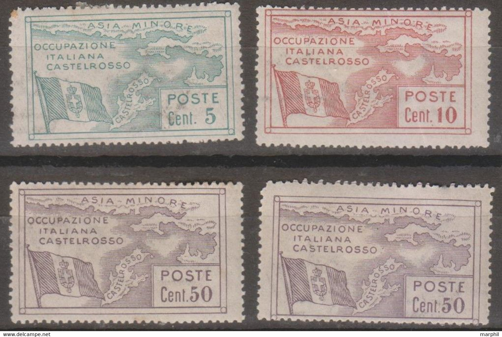 Italia Colonie Castelrosso 1923 SaN°10 Lot 4v  MH/* Vedere Scansione - Castelrosso