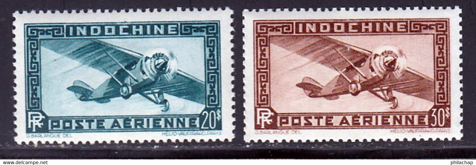 Indochine PA 1949 Yvert 46 / 47 * TB Charniere(s) - Posta Aerea