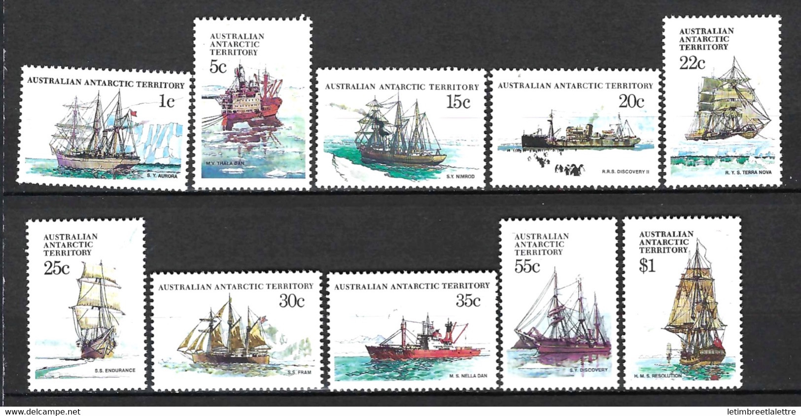 ⭐ Territoire Antarctique Australien - YT N° 37 à 46 ** - Neuf Sans Charnière - Thématique Bateaux - 1979 / 1989 ⭐ - Unused Stamps