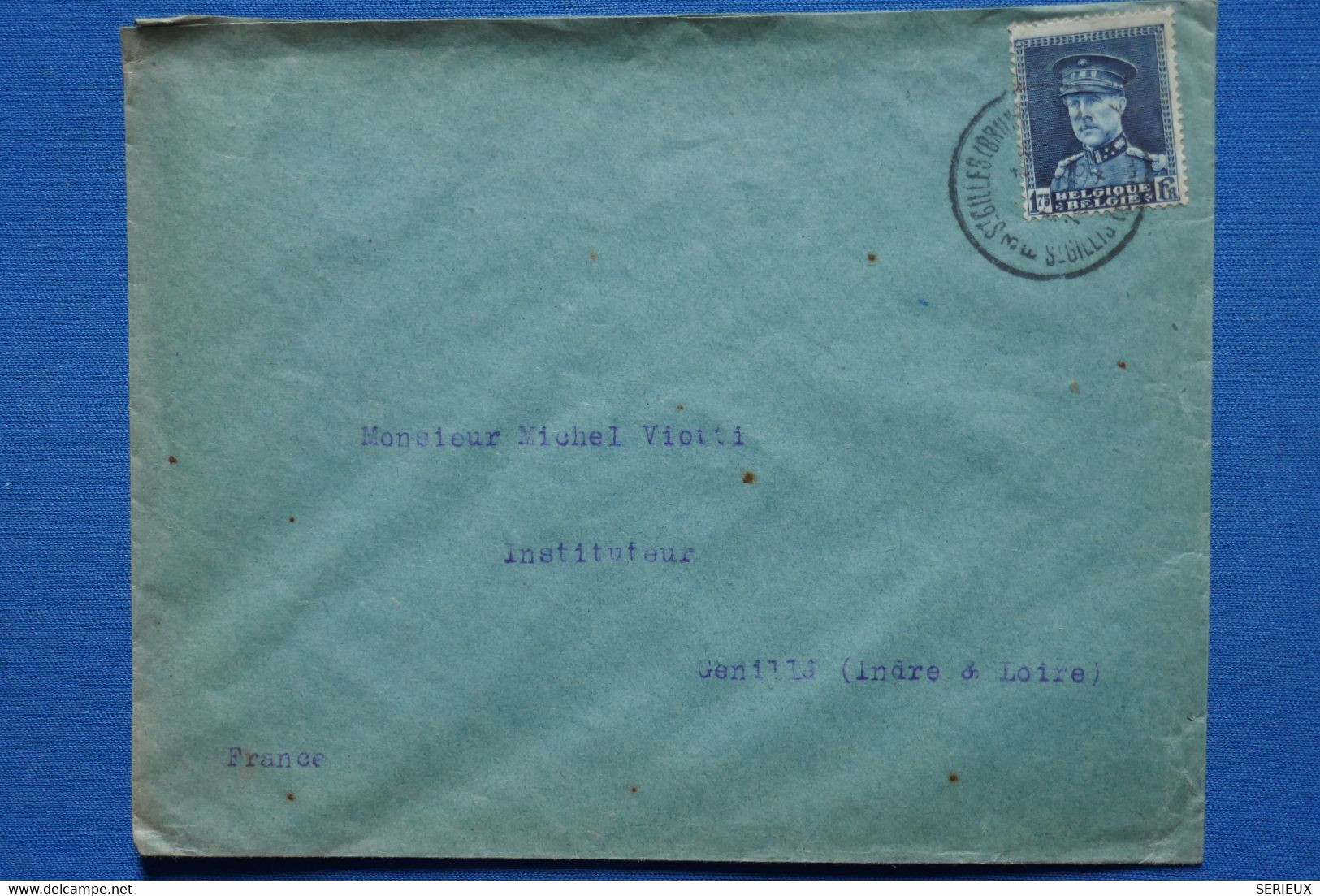 U6 BELGIQUE BELLE LETTRE 1935 PETIT BUREAU VAULX POUR GENILLE FRANCE + AFFRANC. INTERESSANT - 1929-1937 Heraldieke Leeuw