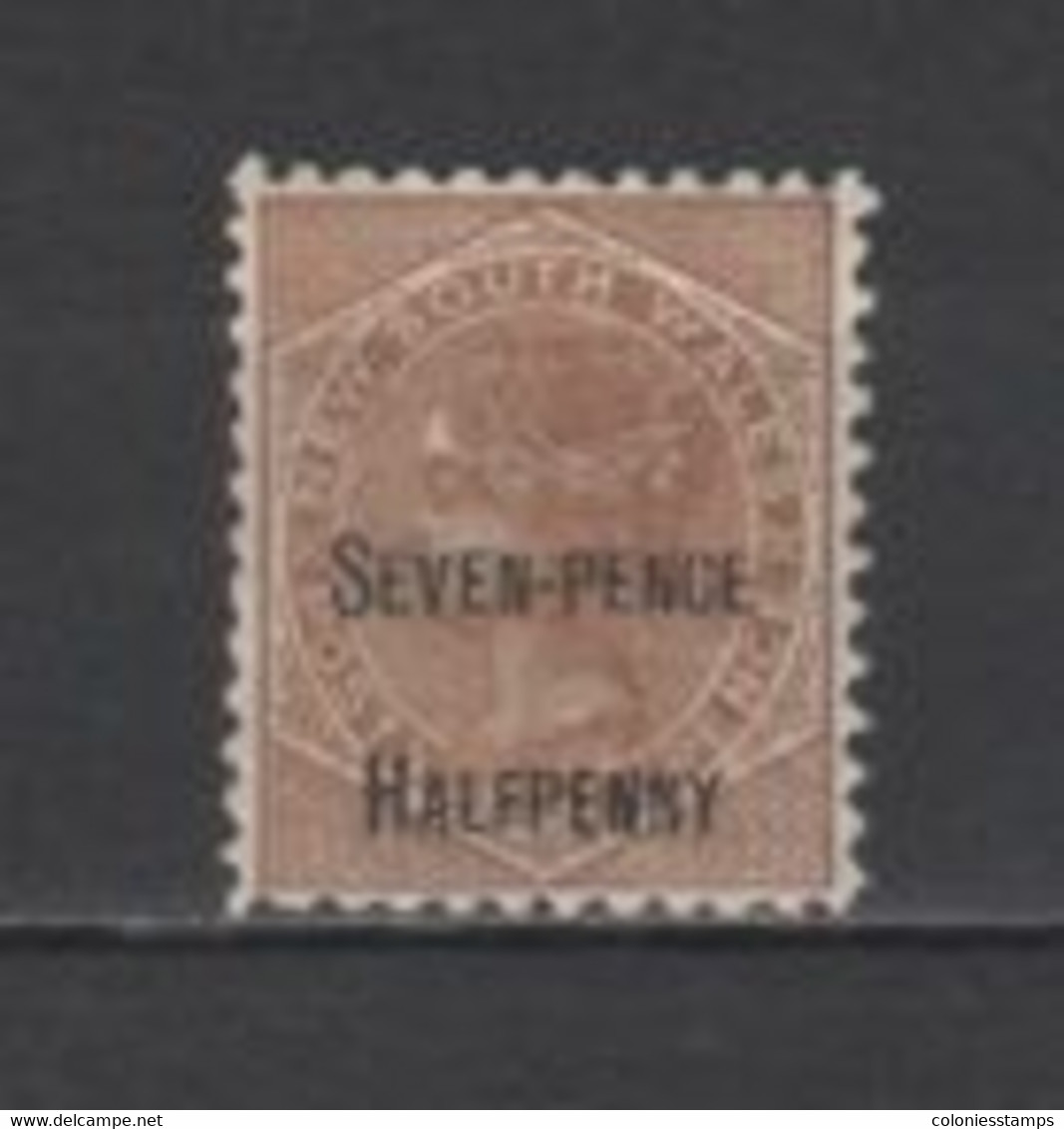 (SA0665) NEW SOUTH WALES - AUSTRALIA, 1891 (Victoria, 7½ P. On 6 P., Brown). Mi # 76. MLH* Stamp - Mint Stamps