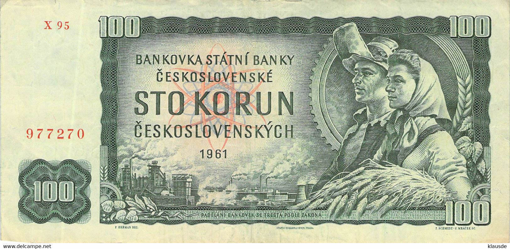 Tschechoslowakei 100 Korun 1961 Pick 91 - Checoslovaquia