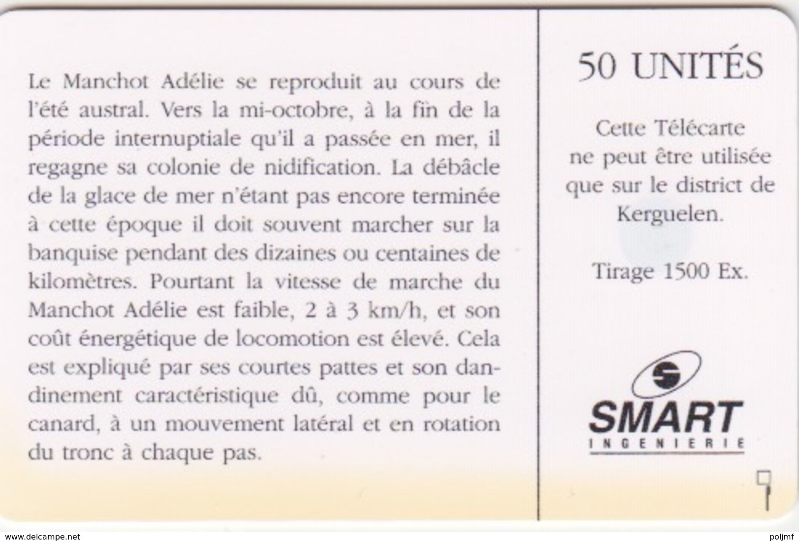 Télécarte 50U, Tirage 1500, Allo ! Manchots - TAAF - French Southern And Antarctic Lands