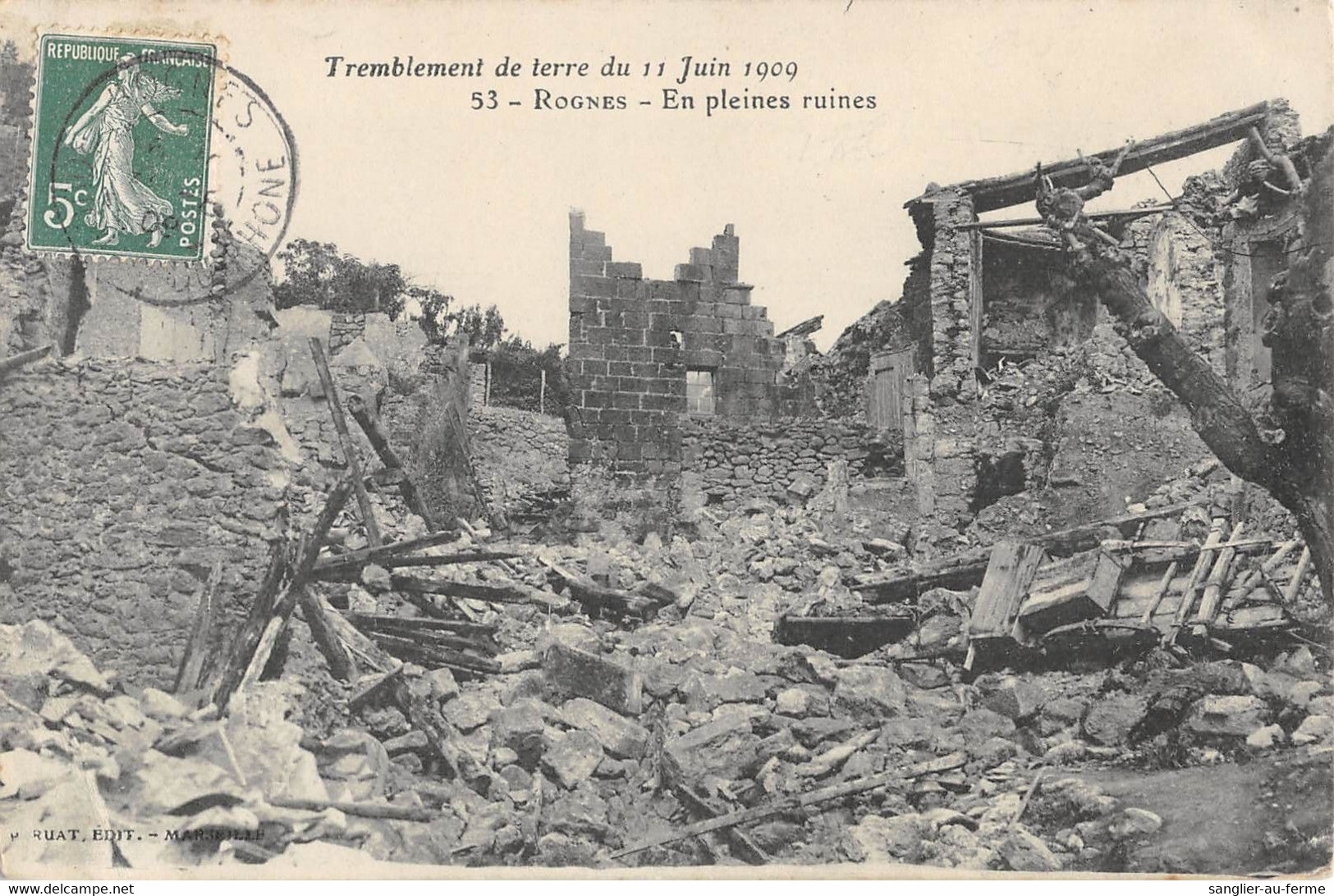 CPA 13 ROGNES TREMBLEMENT DE TERRE 1909 EN PLEINE RUINES - Sonstige & Ohne Zuordnung