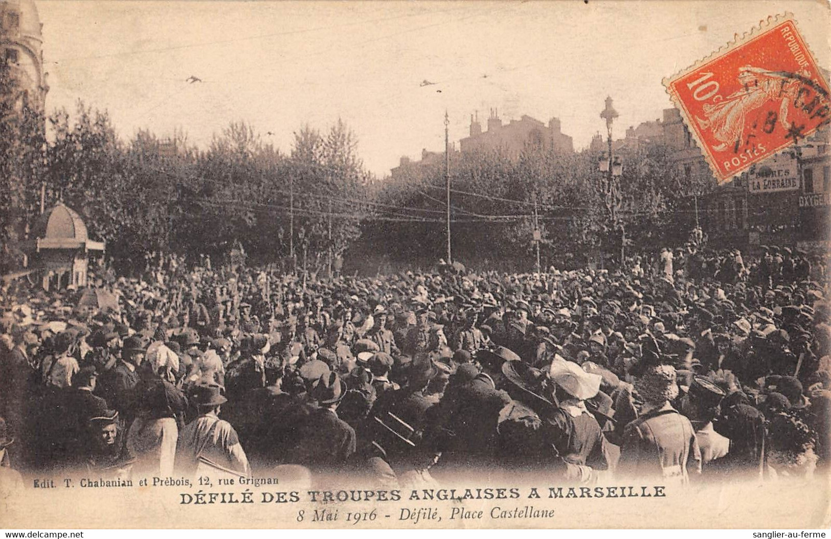 CPA 13 DEFILE DES TROUPES ANGLAISES A MARSEILLE 8 MAI 1916 PLACE CASTELLANE - Non Classés