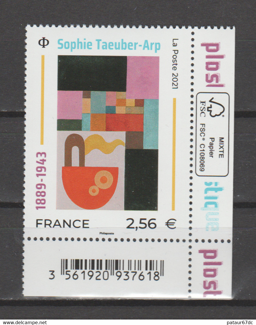 FRANCE / 2021 / Y&T N° 5492 ** : Sophie Taeuber-Arp X 1 CdF Inf D FSC Avec Code-barres - Unused Stamps