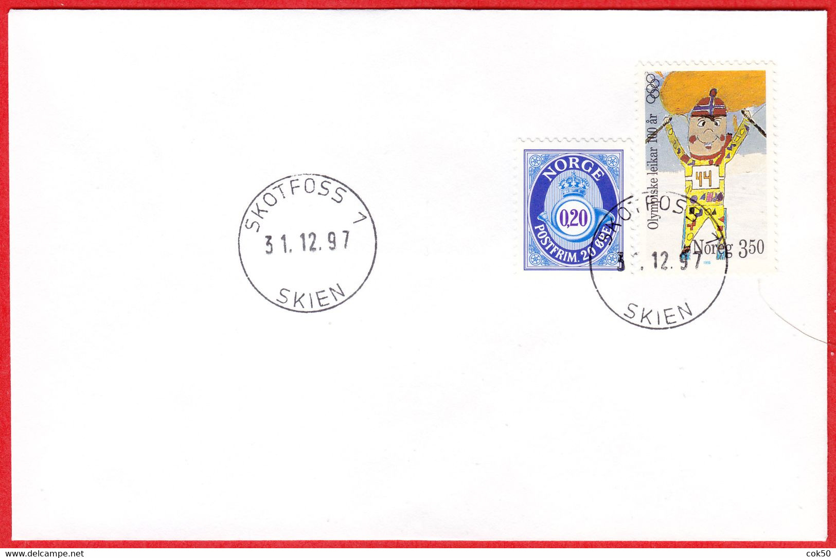 NORWAY - SKIEN/SKOTFOSS 1 (Telemark County) = Vestf./Telem. From Jan.1 2020 - Last Day/postoffice Closed On 1997.12.31 - Emissioni Locali