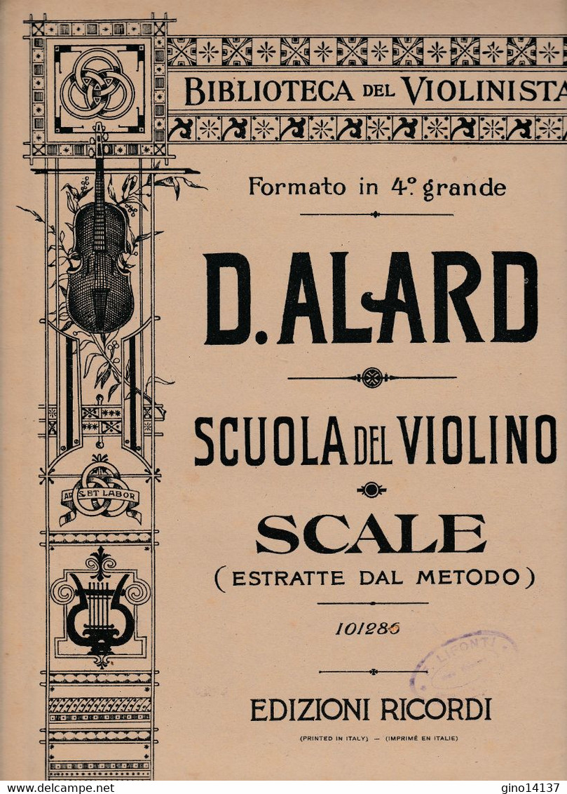 Spartito SCUOLA DEL VIOLINO - SCALE Metodo DELFINO ALARD - G. RICORDI & C. - Opéra