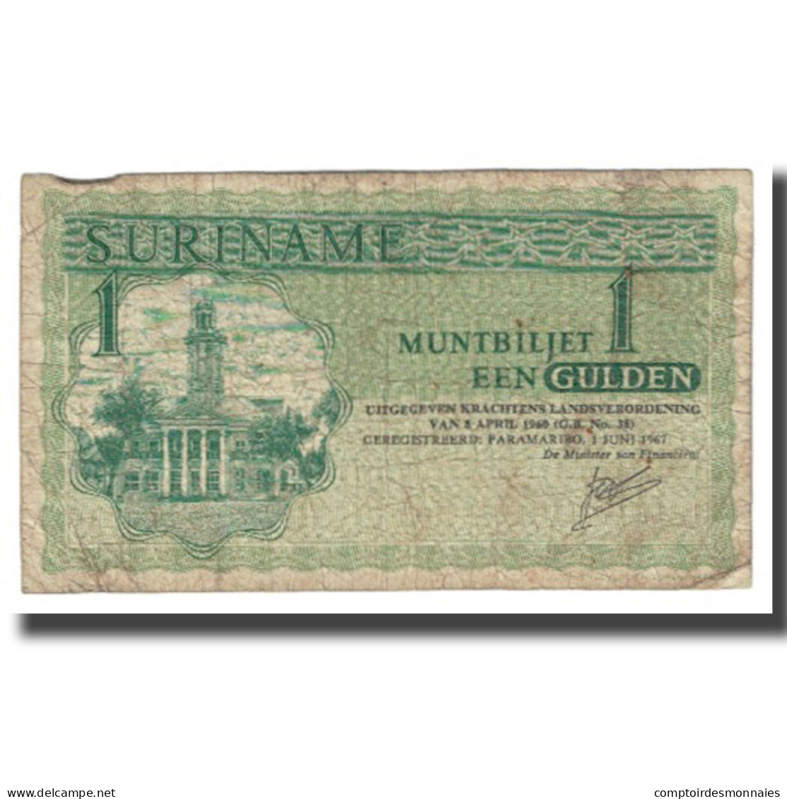 Billet, Surinam, 1 Gulden, 1967, 1967-04-08, KM:116i, TB - Surinam