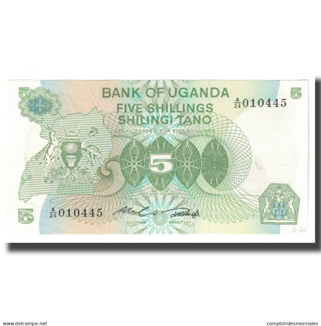 Billet, Uganda, 5 Shillings, KM:15, NEUF - Uganda
