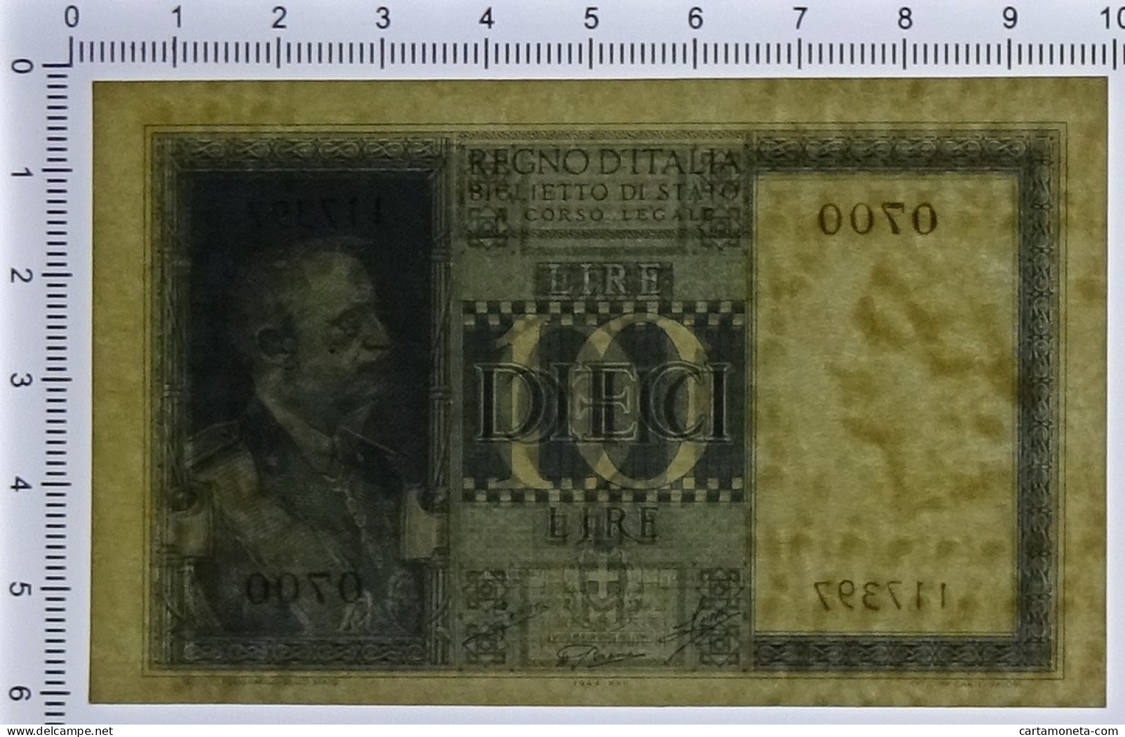 10 LIRE BIGLIETTO DI STATO VITTORIO EMANUELE III FASCIO 1944 XXII QFDS - Regno D'Italia – Other