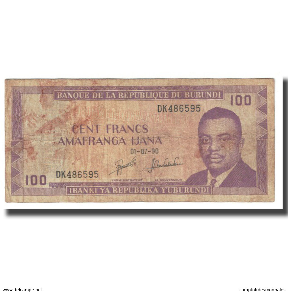 Billet, Burundi, 100 Francs, 1990, 1990-07-01, KM:37D, TB - Burundi