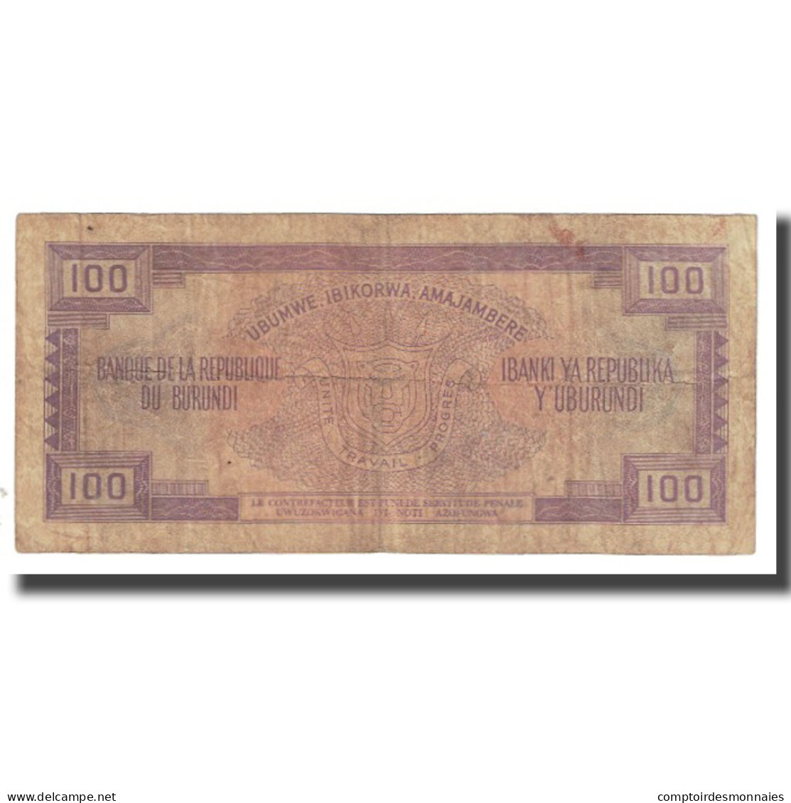 Billet, Burundi, 100 Francs, 1990, 1990-07-01, KM:37D, TB - Burundi