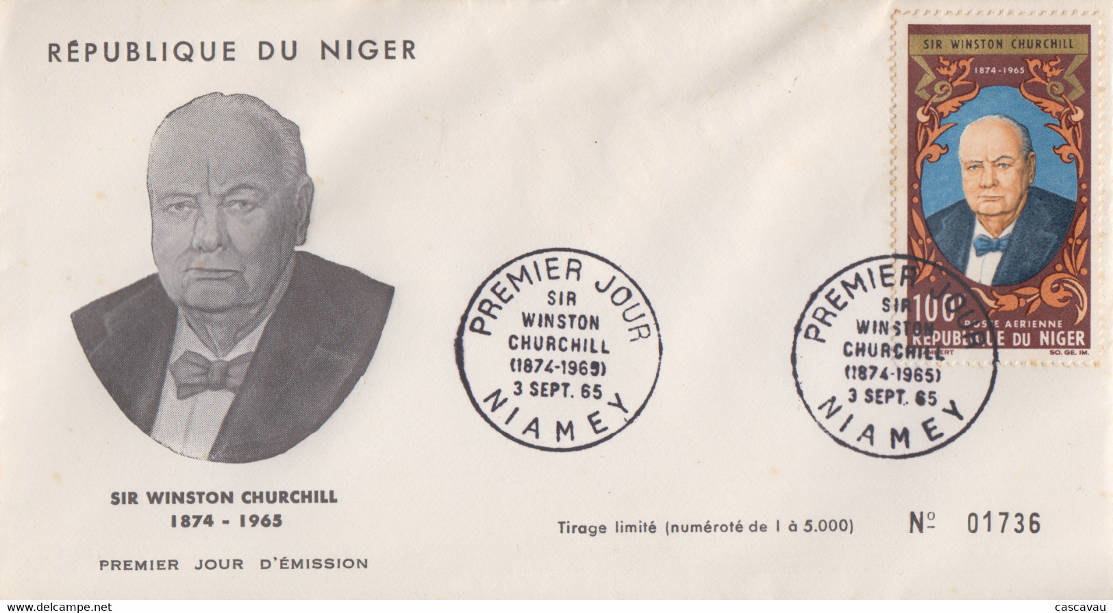 Enveloppe  FDC  1er  Jour   NIGER    Sir   Winston  CHURCHILL    1965 - Sir Winston Churchill