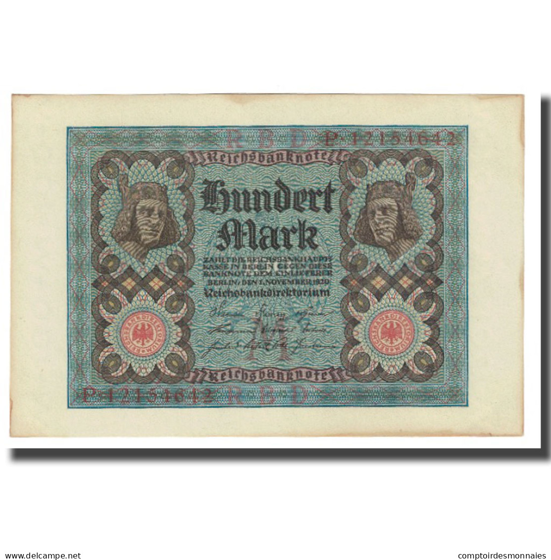 Billet, Allemagne, 100 Mark, 1920, 1920-11-01, KM:69a, TTB - 100 Mark