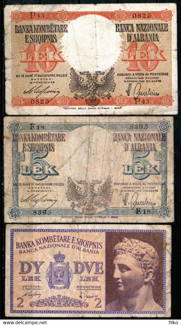 Albania 2+5+10 Leke 1940,P#9?11,as Scan - Albanien