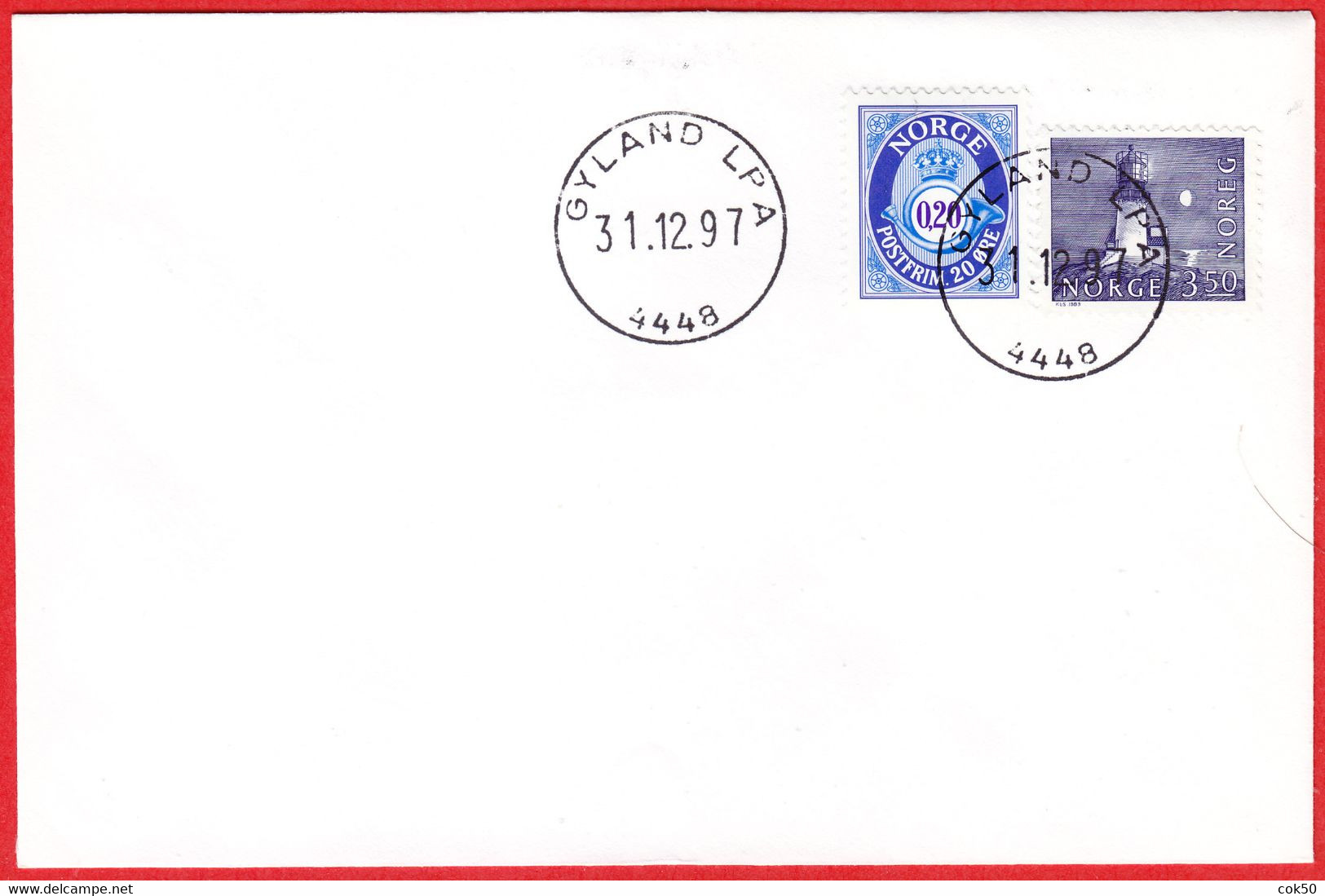 NORWAY - 4448 GYLAND LPA (West Agder County) = Agder From Jan.1 2020 - Last Day/postoffice Closed On 1997.12.31 - Emissioni Locali