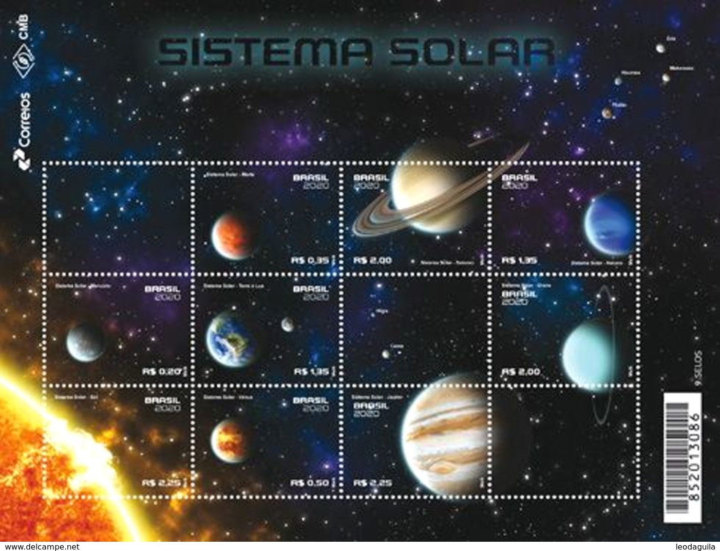 BRAZIL 2020  - SOLAR SYSTEM  PLANETS  -  MINISHEET 9 V  MINT - Ungebraucht