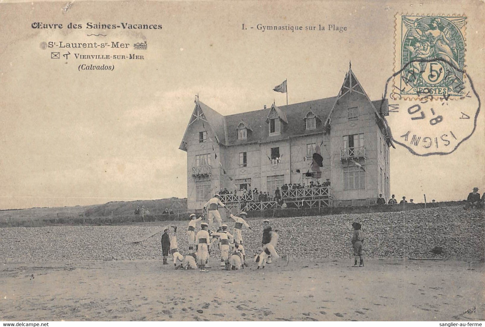 CPA 14 SAINT LAURENT SUR MER VIERVILLE OEUVRE DES SAINES VACANCES GYMNASTIQUE SUR LA PLAGE - Altri & Non Classificati