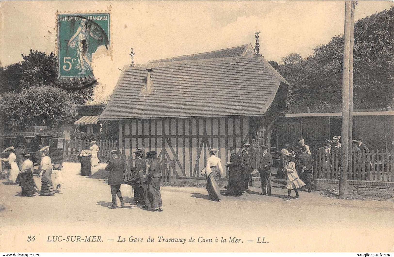 CPA 14 LUC SUR MER LA GARE DU TRAMWAY DE CAEN A LA MER - Luc Sur Mer