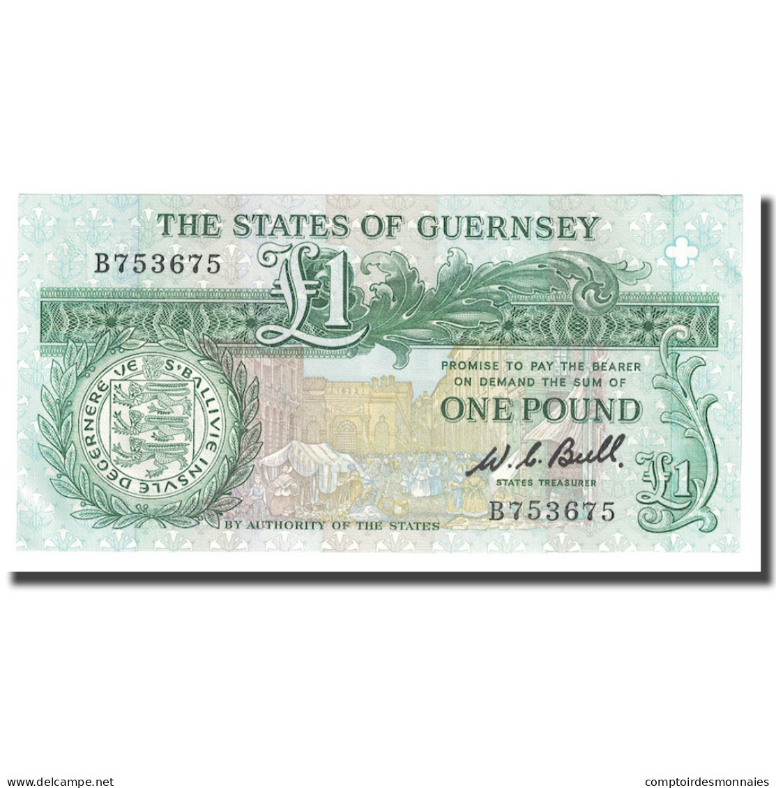 Billet, Guernsey, 1 Pound, Undated (1980-89), KM:48a, SPL+ - Guernesey