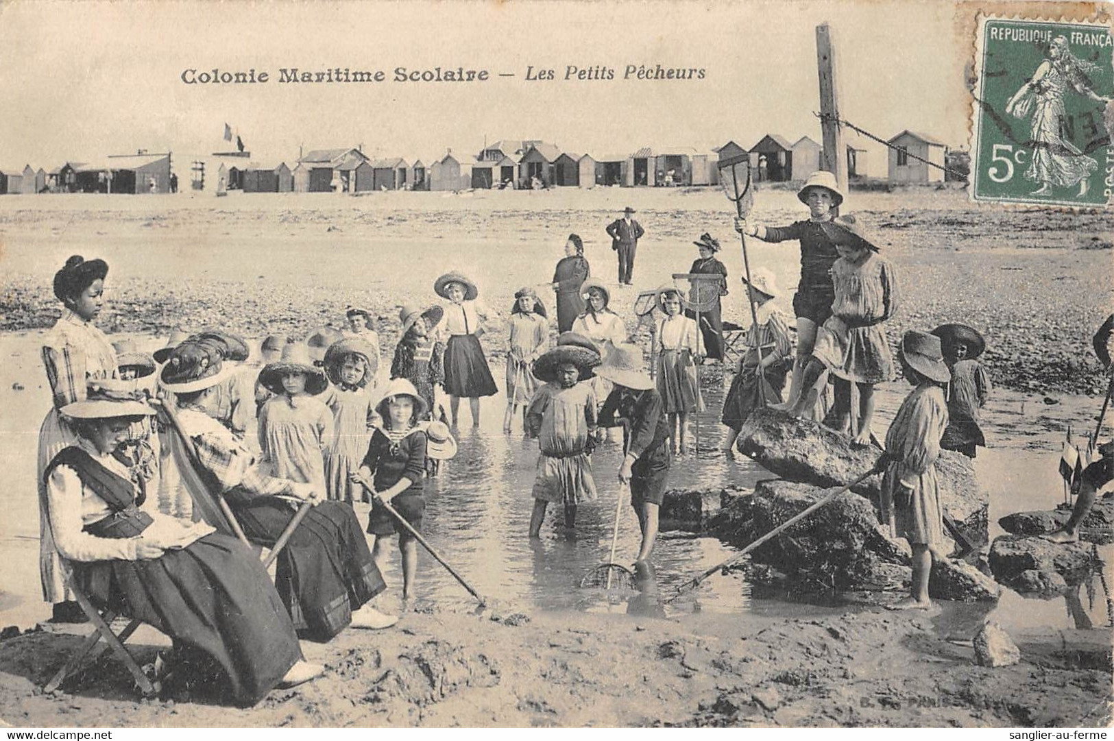 CPA 14 BERNIERES SUR MER COLONIE MARITIME SCOALAIRE LES PETITS PECHEURS DIRIGEE PAR Me LAMBLARD - Sonstige & Ohne Zuordnung