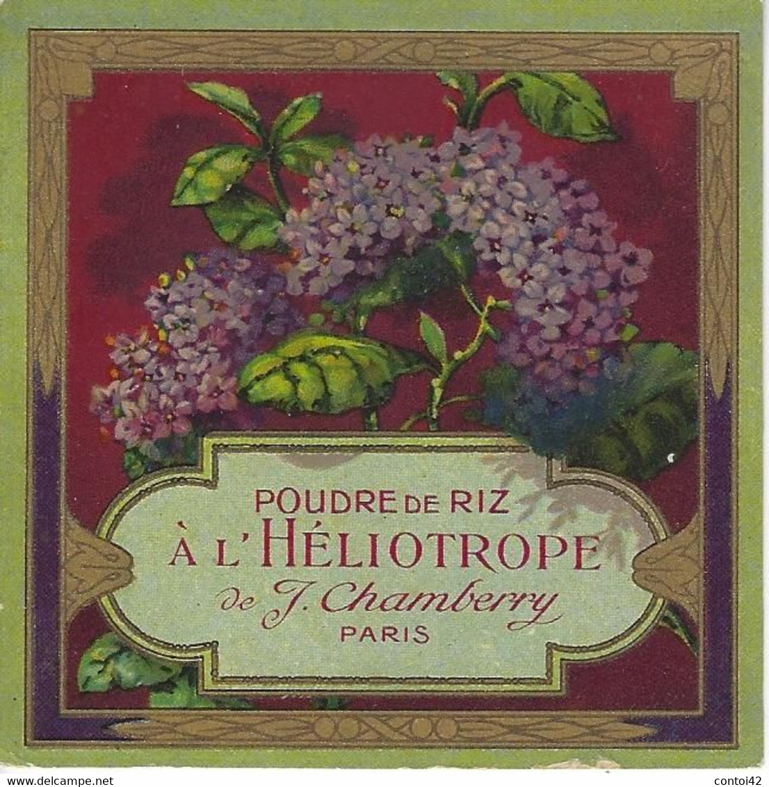 ETIQUETTE POUDRE DE RIZ A L'HELIOTROPE PARFUMEUR CHAMBERRY PARIS - Etiquetas