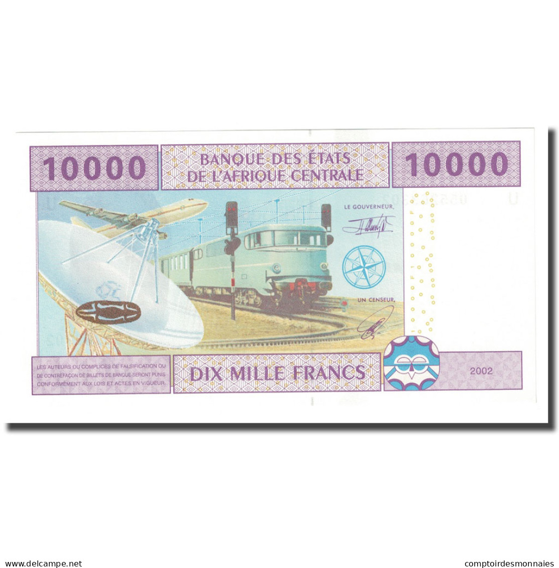 Billet, États De L'Afrique Centrale, 10,000 Francs, 2002, KM:210U, NEUF - Central African States