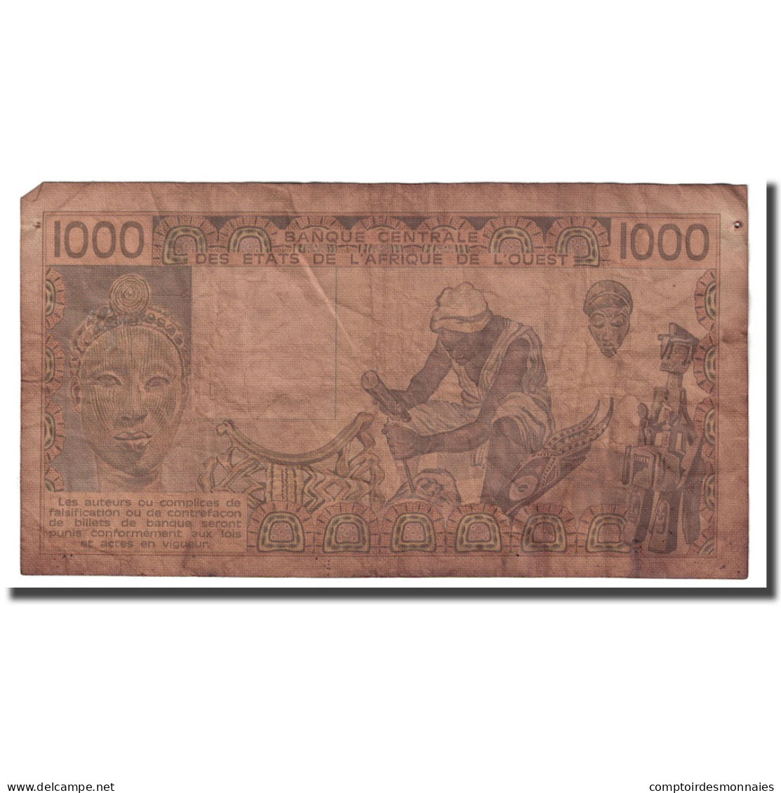 Billet, West African States, 1000 Francs, 1985, KM:607Hf, B - États D'Afrique De L'Ouest