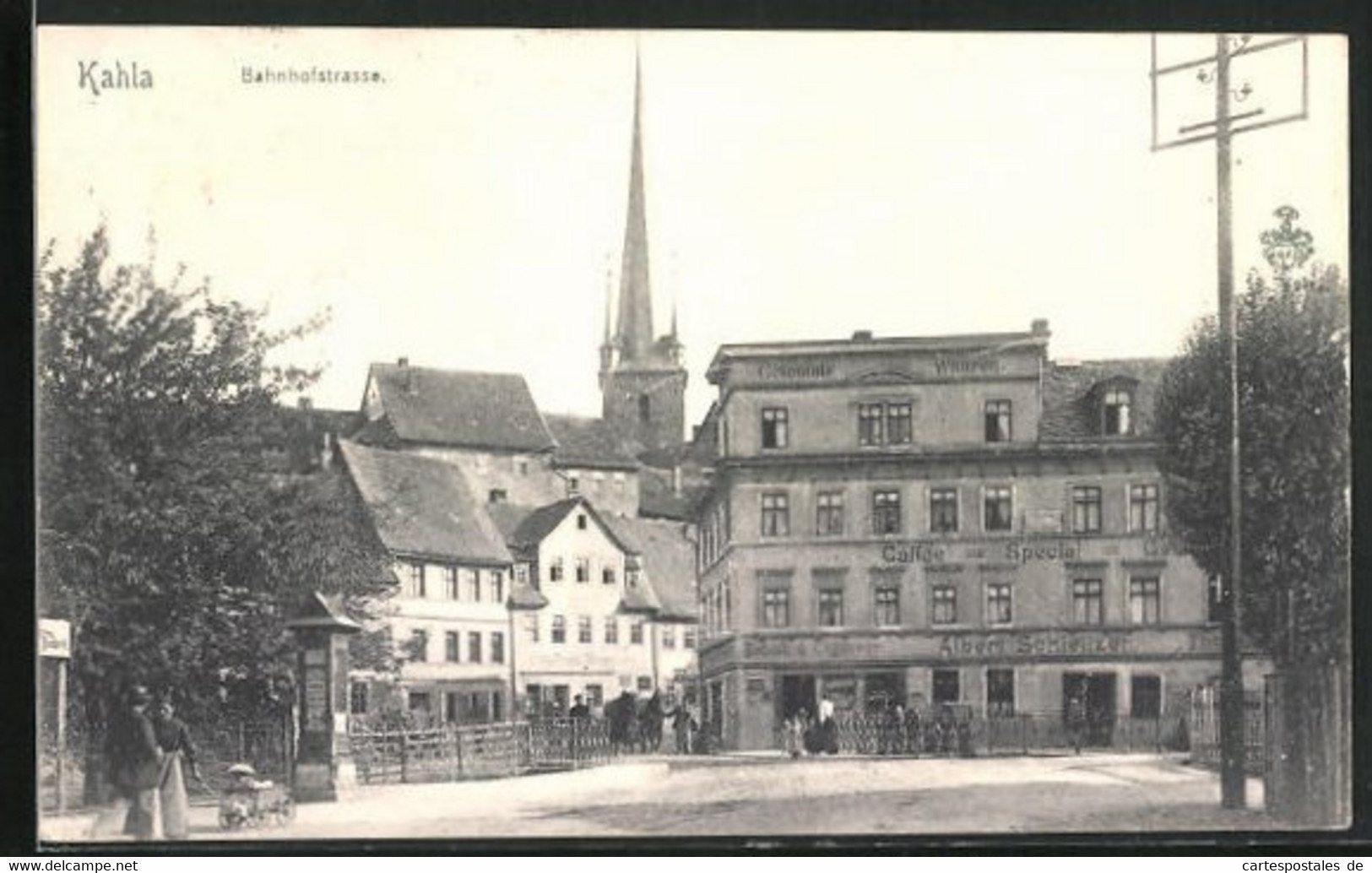 AK Kahla, Kolonialwaren In Der Bahnhofstrasse - Kahla