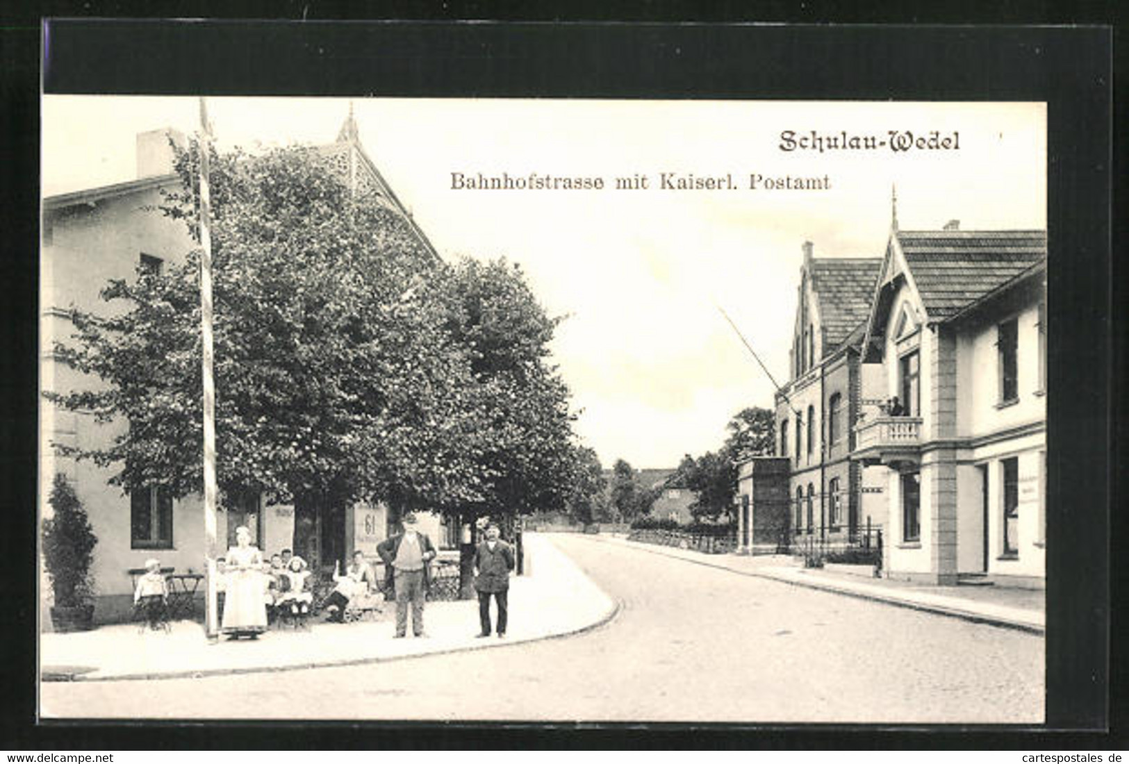 AK Schulau-Wedel, Gasthaus An Der Bahnhofstrasse Und Kaiserliches Postamt - Wedel