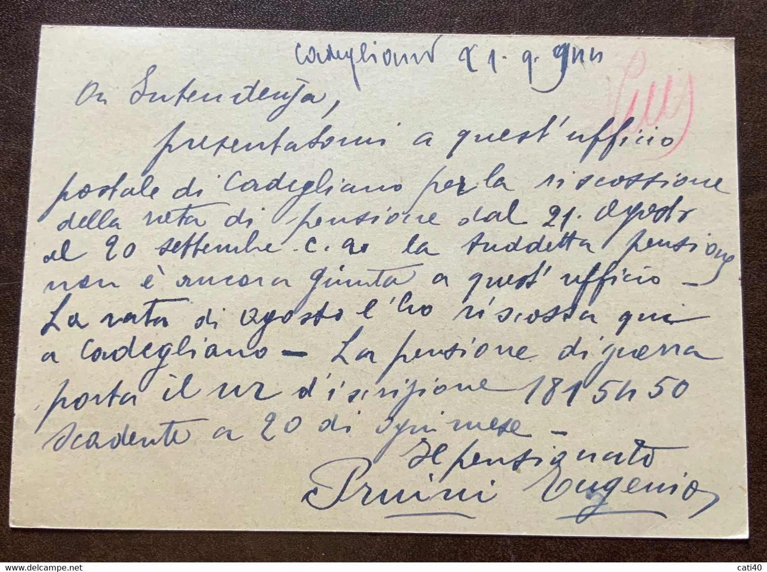 CARTOLINA POSTALE MAZZINI 30 C. Senza Aggiunta Da CADEGLIANO * VARESE * 21/9/44 PER VARESE - Postwaardestukken