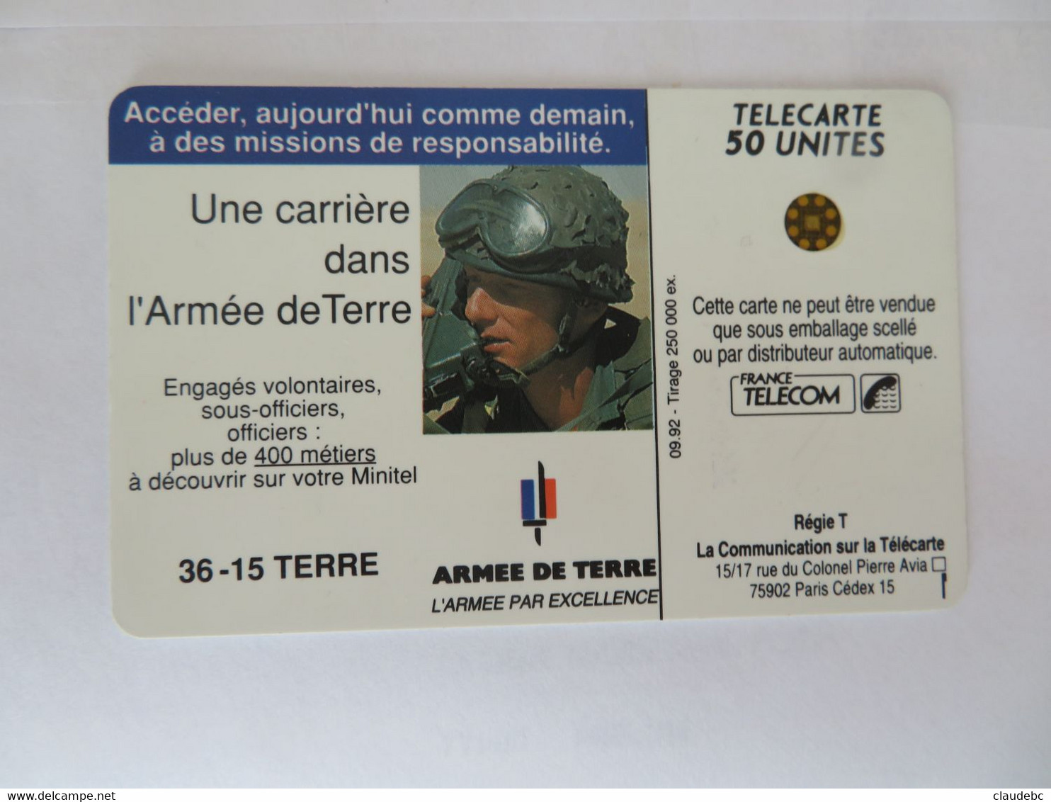 Télécarte 50 Relative à Une Carrière Dans Les Transmissions De L'armée De Terre - Armée