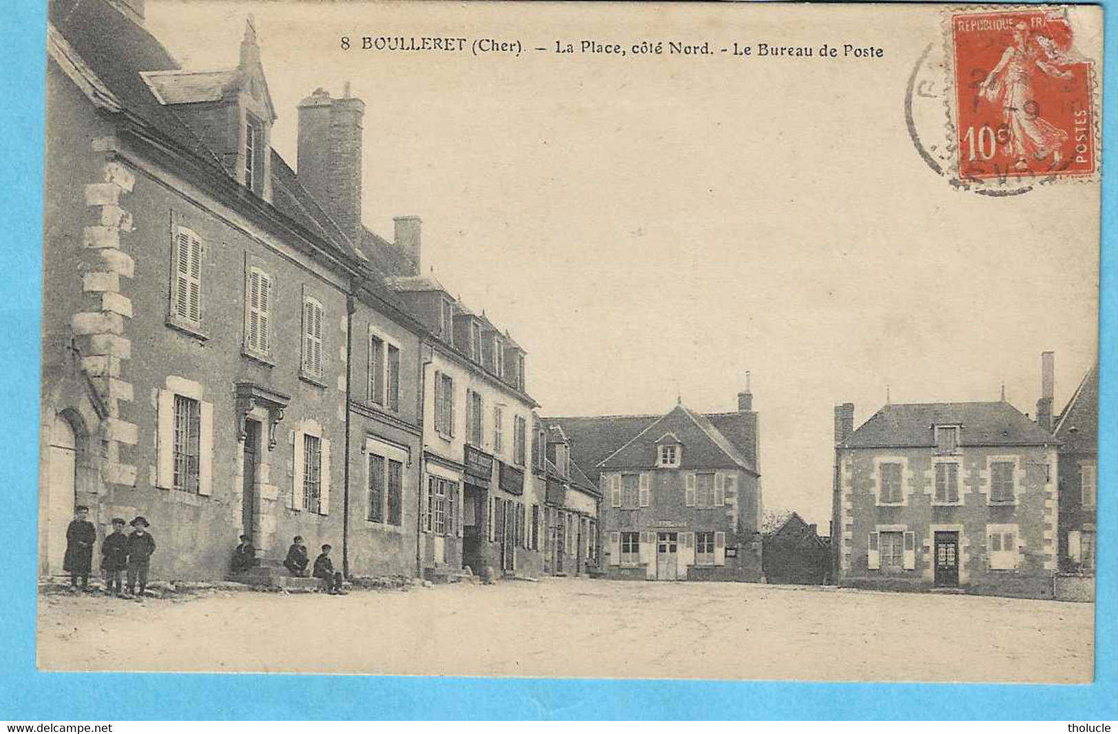 Boulleret (Sury-près-Léré-Cher)-1916-La Place, Côté Nord-Le Bureau De Poste-Café Sur La Gauche-Enfants-Animée - Sury-près-Léré