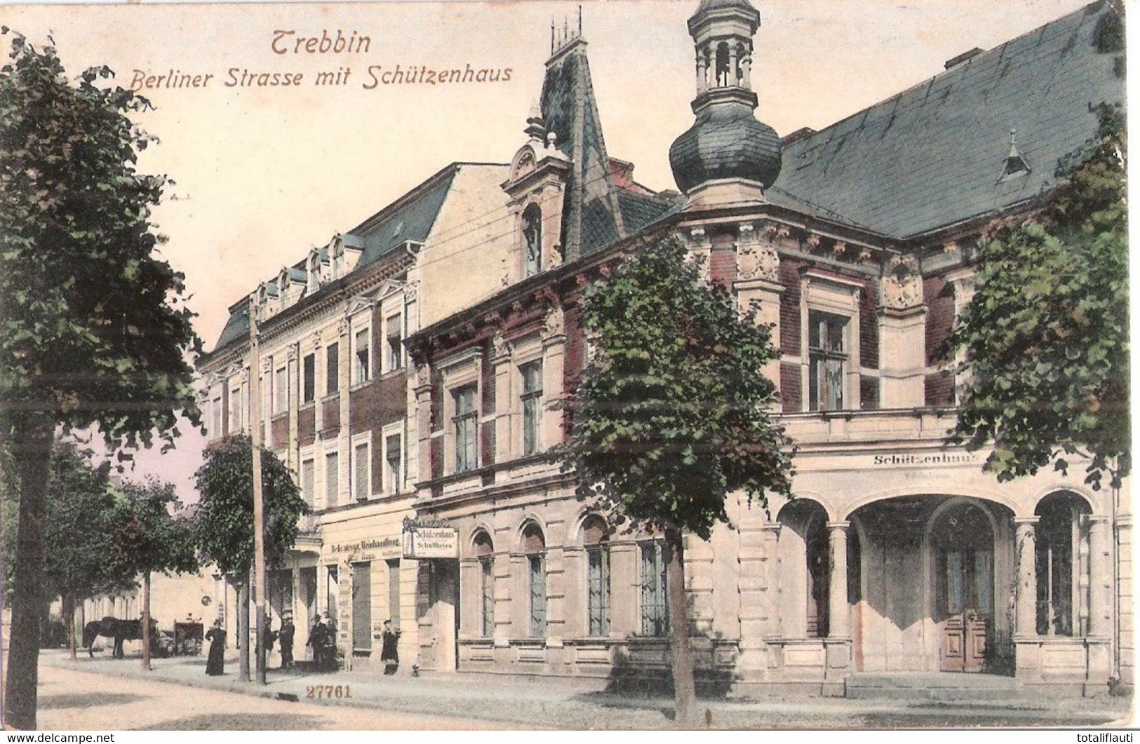 TREBBIN Brandenburg Berliner Strasse M Schützenhaus Color Delicatessen 13.9.1909 - Trebbin