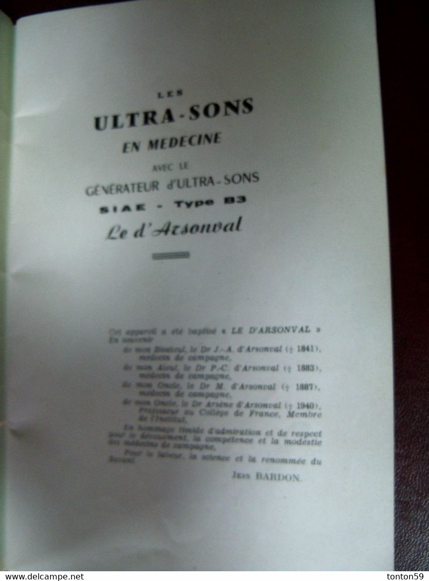 Ancien Ouvrage "les Ultra Sons En Médecine" électrothérapie Meunier Bardon - Matériel Et Accessoires