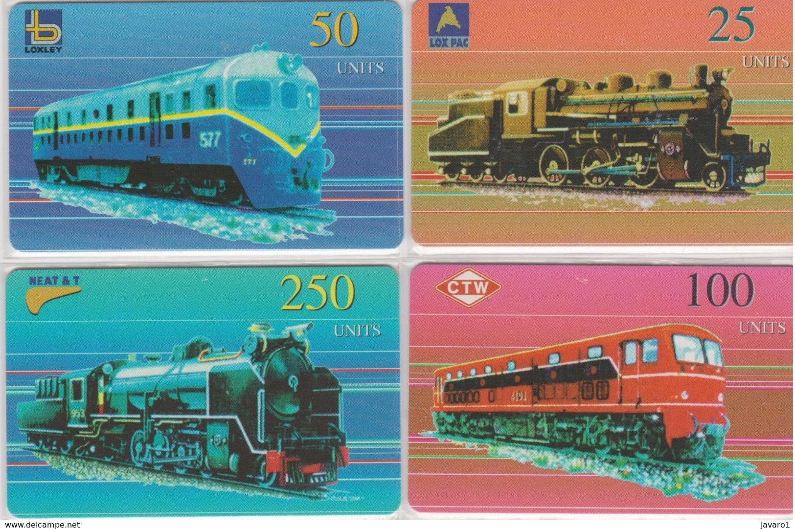 NORTH KOREA : :  (SET Of 4 Cards) 25,50,100 250u Train NEAT + T MINT - Corea Del Nord