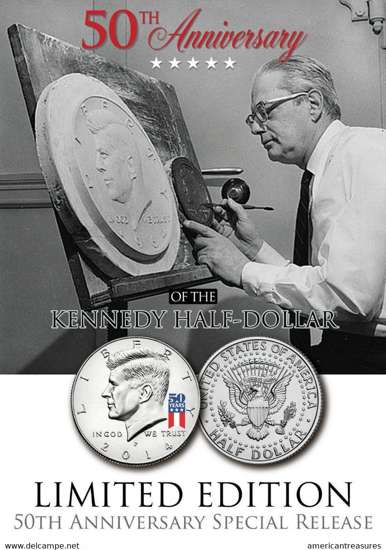 USA 2014 Kennedy Half Dollar Coin 50th ANNIVERSARY - Special Release Logo - UNC & COA - 1964-…: Kennedy