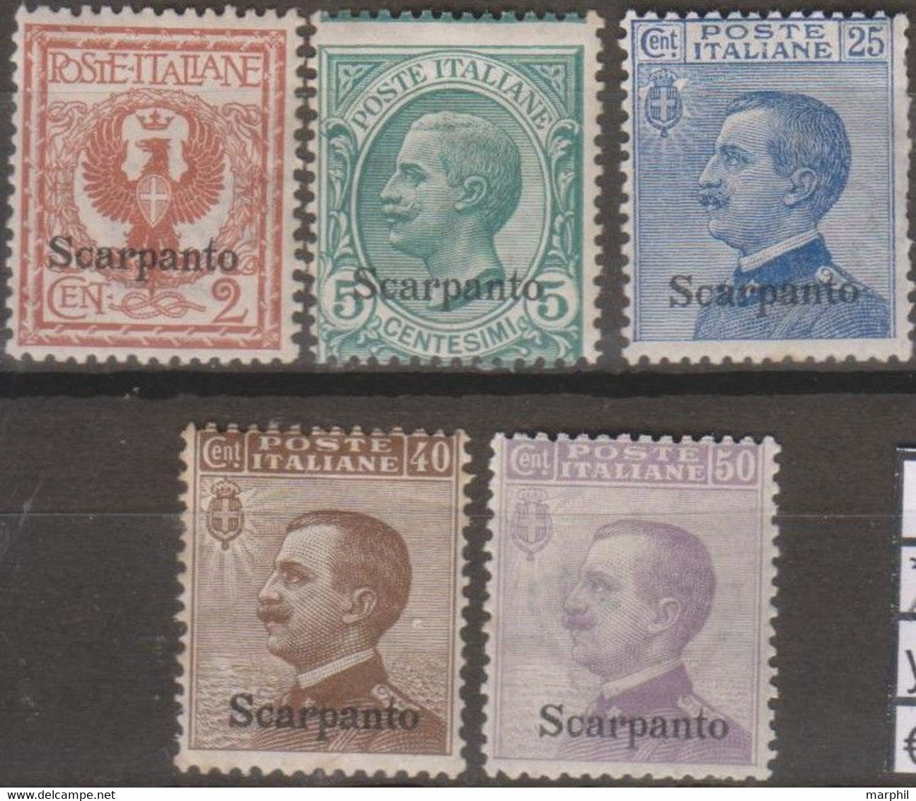 Italia Colonie Egeo Scarpanto 1912 SaN°1 Lot 5v MH/* Vedere Scansione - Egée (Scarpanto)