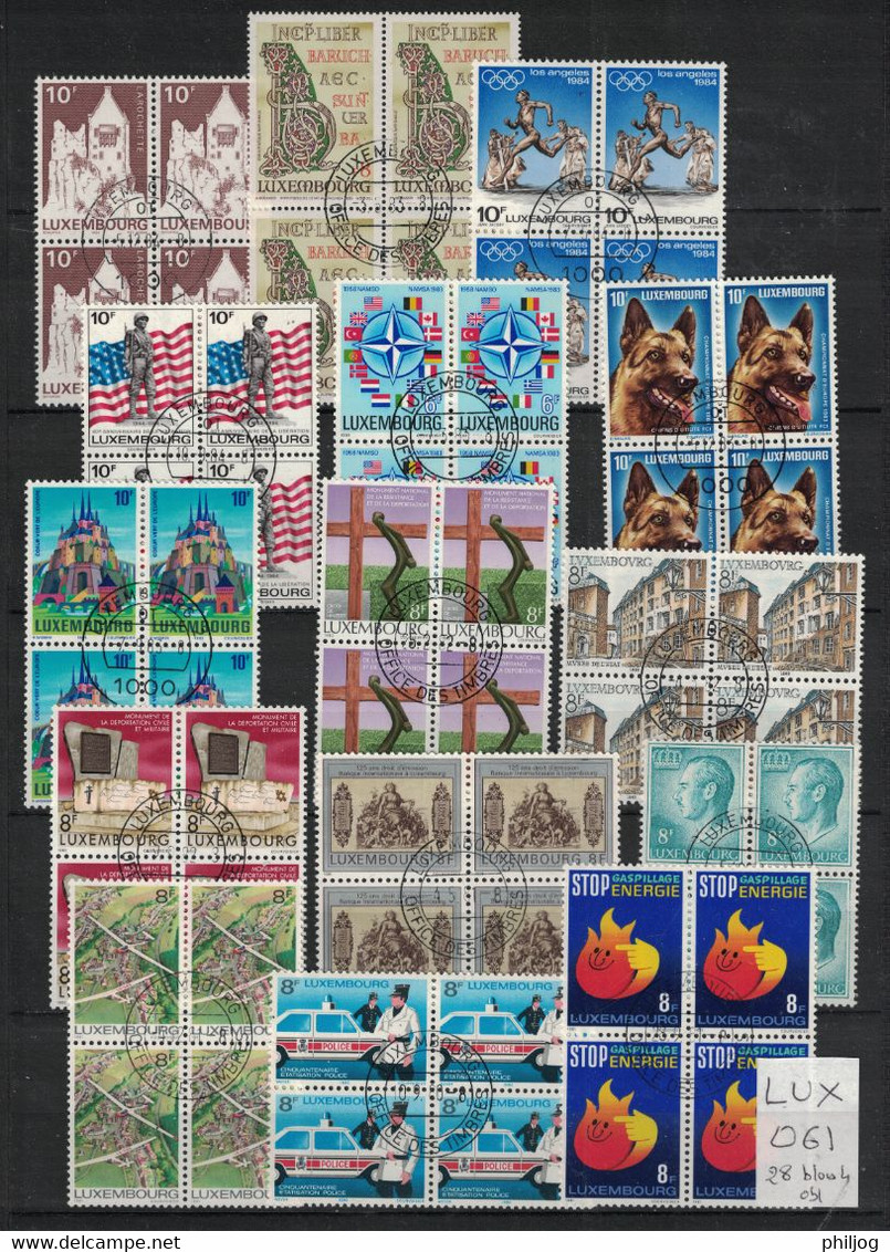 Luxembourg - Lot De 28 Blocs De 4 Oblitérés Des Années 1980 - Used Stamps