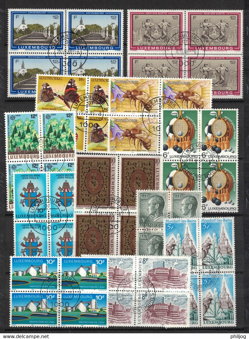 Luxembourg - Lot De 28 Blocs De 4 Oblitérés Des Années 1980 - Used Stamps