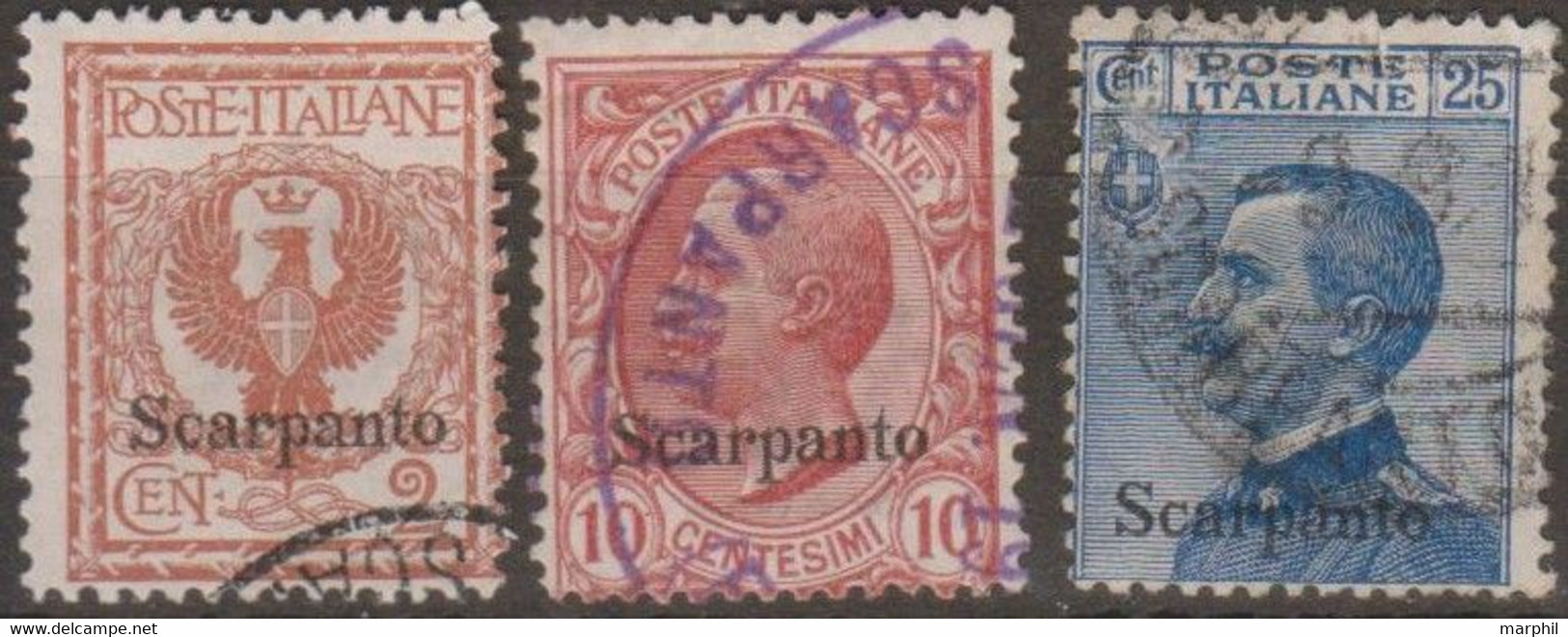 Italia Colonie Egeo Scarpanto 1932 SaN°1 Lot 3v (o) Vedere Scansione - Ägäis (Scarpanto)