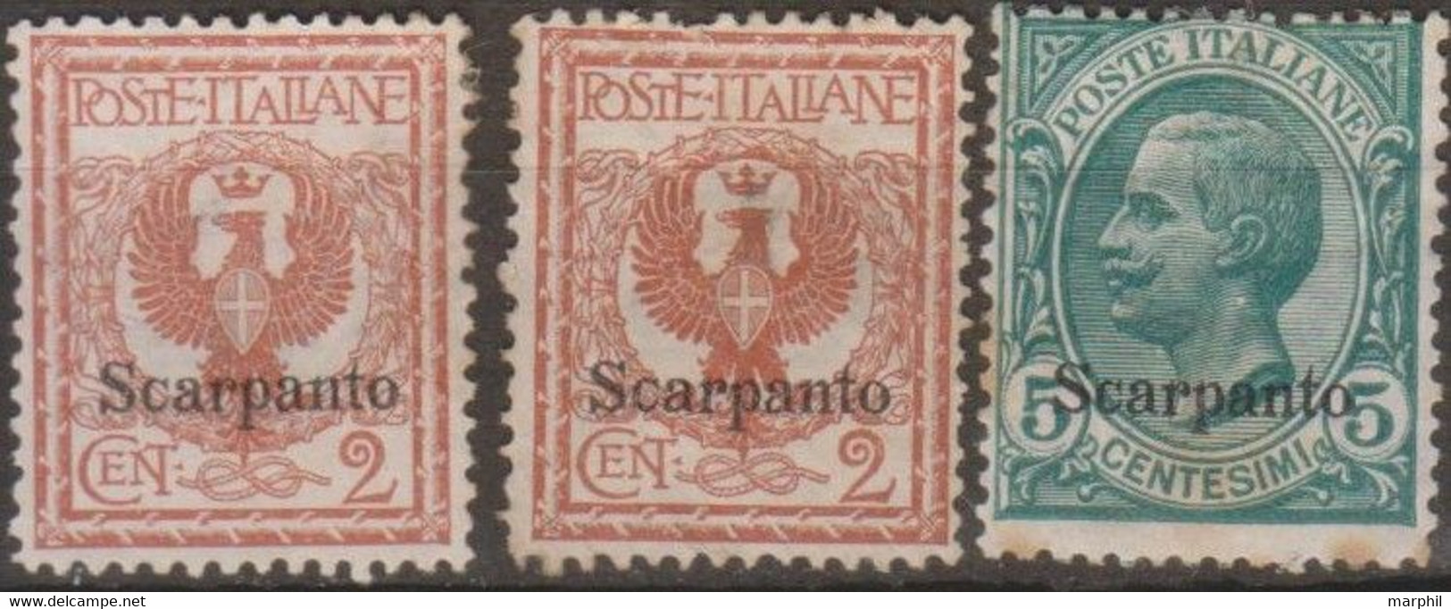 Italia Colonie Egeo Scarpanto 1912 SaN°1 Lot 3v M(*) No Gum Vedere Scansione - Aegean (Scarpanto)