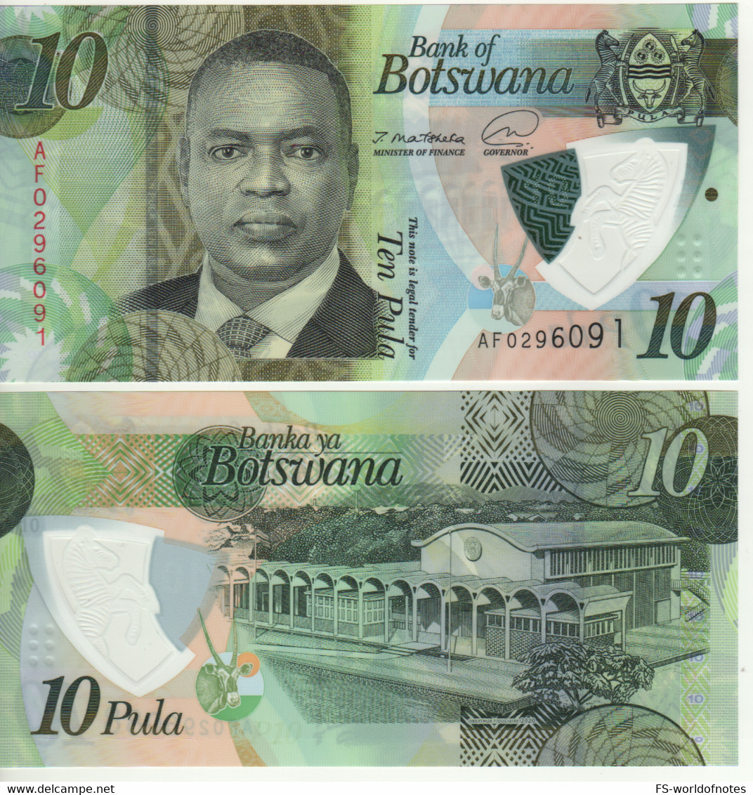 BOTSWANA , NEW. 10 Pula.  Polimer 2020    New  President Mokgweetsi Eric Keabetswe Masisi   UNC - Botswana